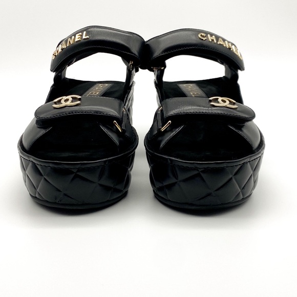 CHANEL Leather Wedge Strap Sandals - Picture 5 of 16
